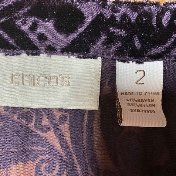 CHICO’S Burnout Velvet Top LARGE - Picture 5 of 10